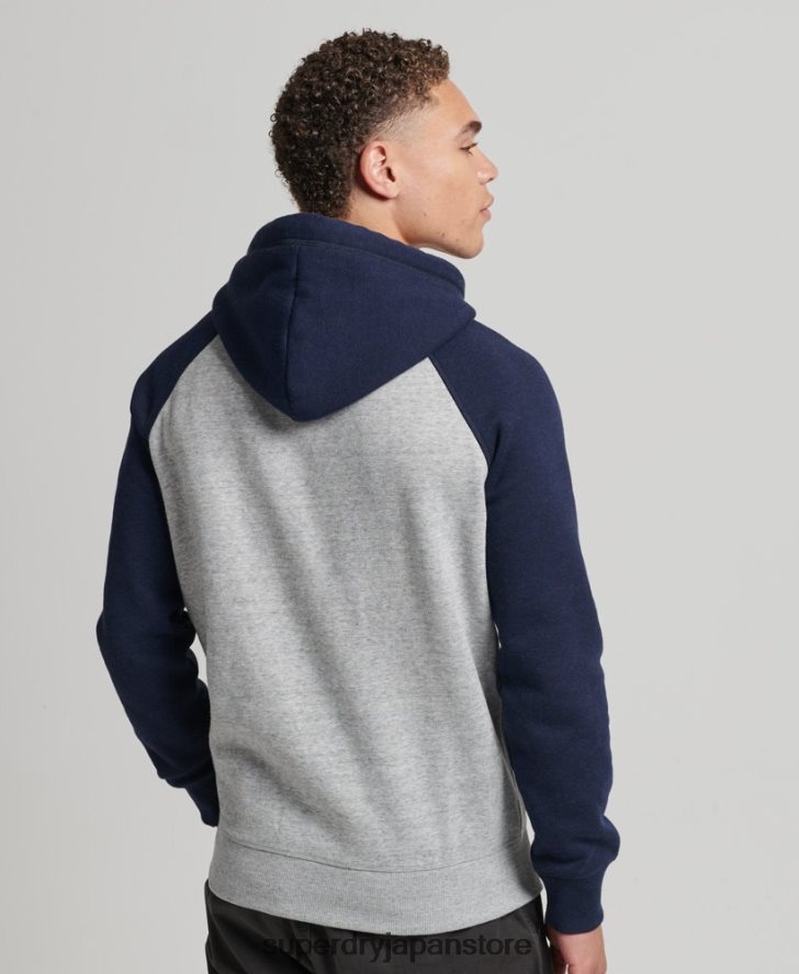 オーガニックコットンのヴィンテージロゴベースボールパーカー 男性 Superdry 衣類 グレー 2J62PZ602