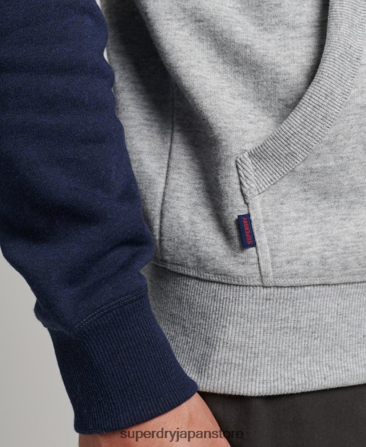 オーガニックコットンのヴィンテージロゴベースボールパーカー 男性 Superdry 衣類 グレー 2J62PZ602