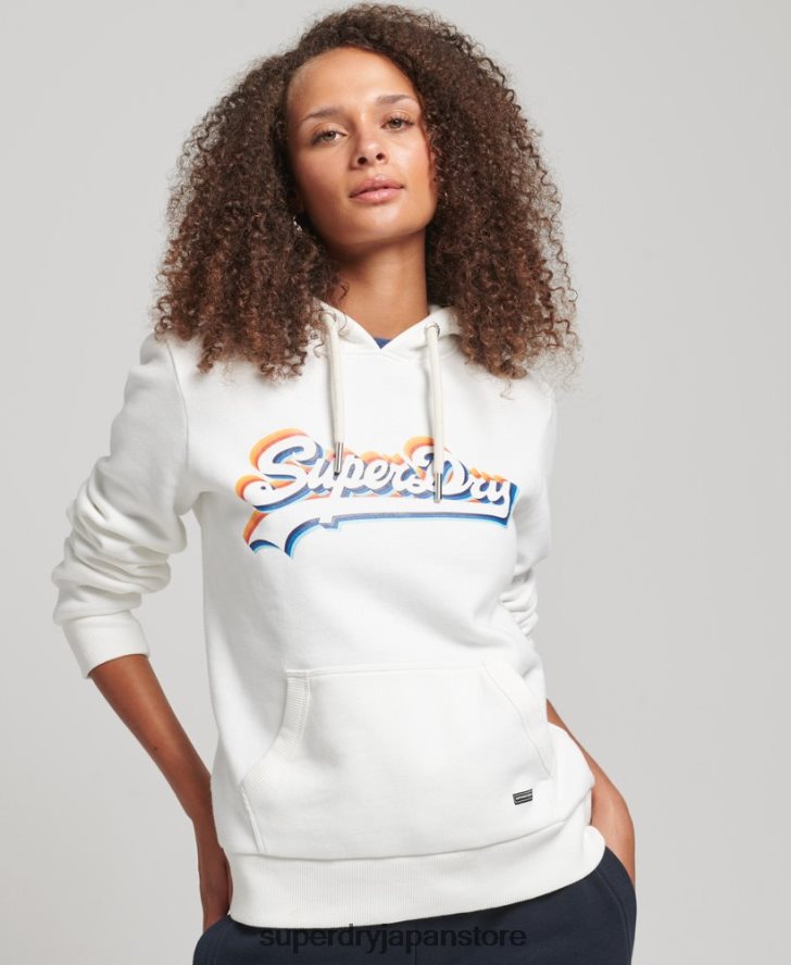 レインボーグラフィックロゴ パーカー 女性 Superdry 衣類 白 2J62PZ6030