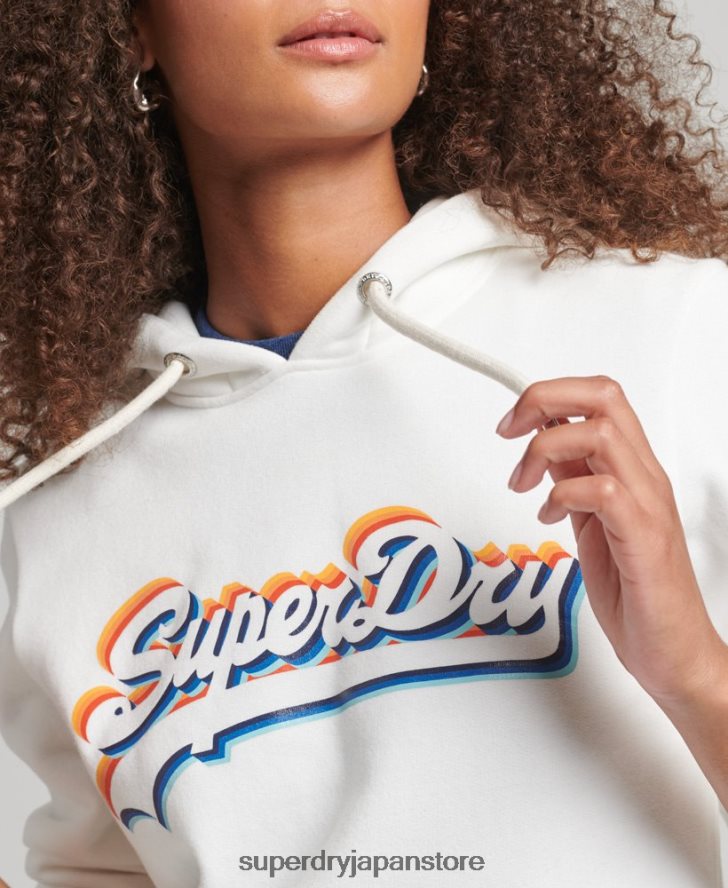 レインボーグラフィックロゴ パーカー 女性 Superdry 衣類 白 2J62PZ6030