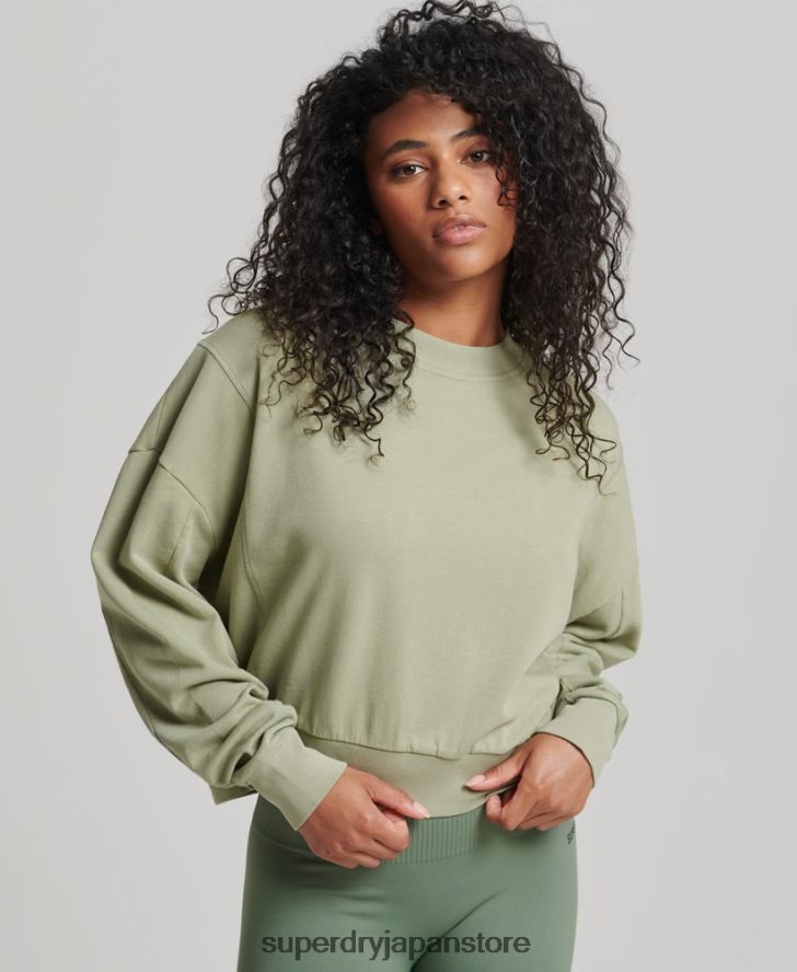 オーガニックコットン フレックス バットウィング クルー スウェットシャツ 女性 Superdry 衣類 緑 2J62PZ6031