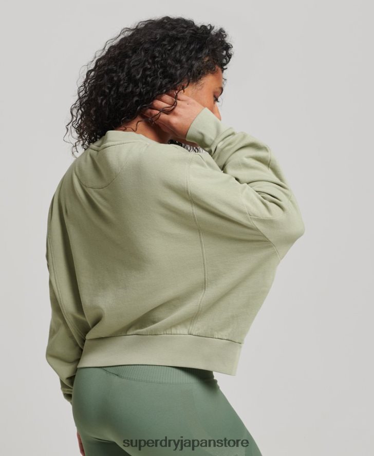 オーガニックコットン フレックス バットウィング クルー スウェットシャツ 女性 Superdry 衣類 緑 2J62PZ6031