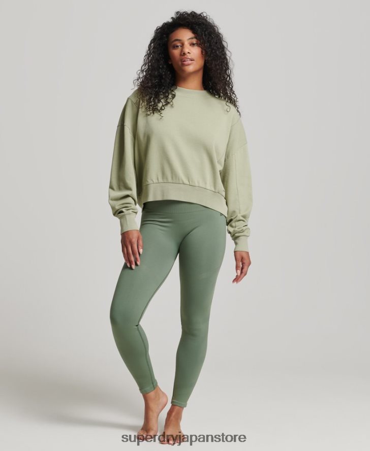 オーガニックコットン フレックス バットウィング クルー スウェットシャツ 女性 Superdry 衣類 緑 2J62PZ6031