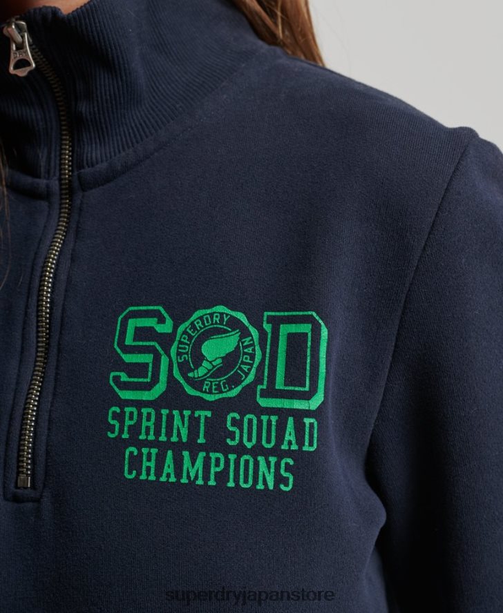 オーバーサイズの陸上競技用ハーフジップトラックトップ 女性 Superdry 衣類 海軍 2J62PZ6035