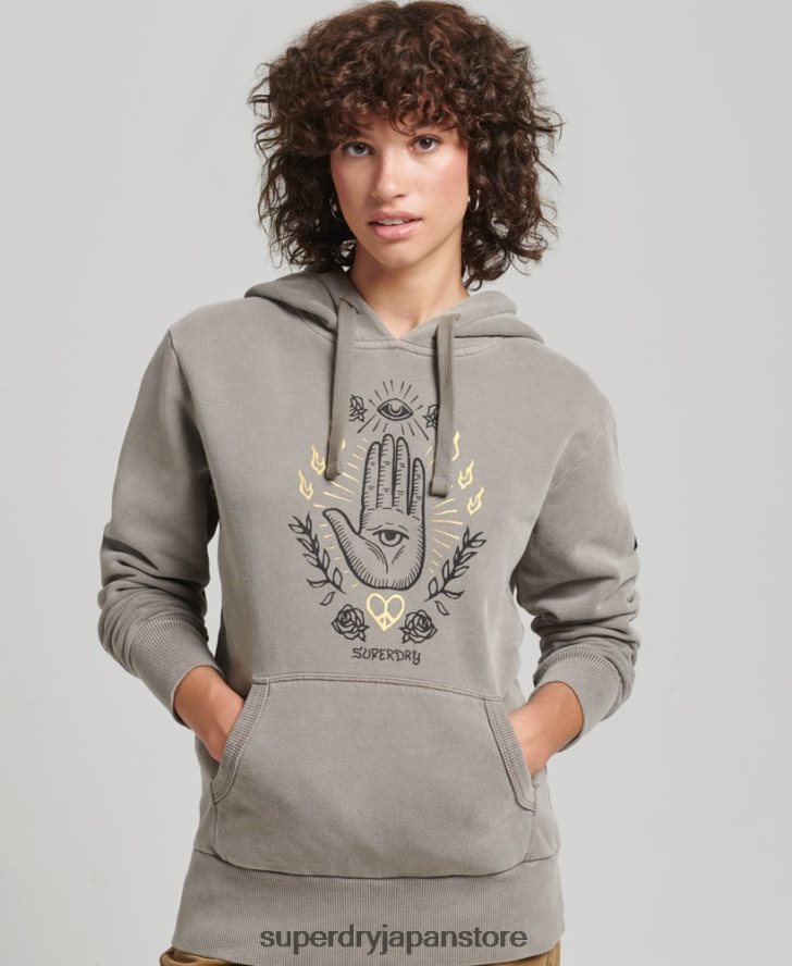 ヴィンテージ ピース&ラブ パーカー 女性 Superdry 衣類 カーキ 2J62PZ6036
