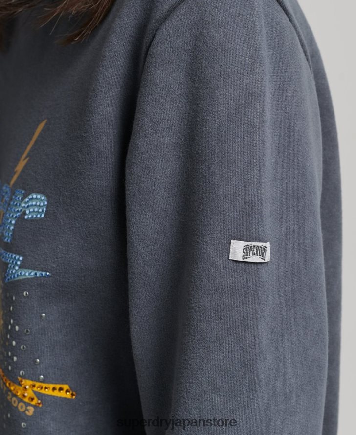 ブランドマークメタルクルースウェットシャツ 女性 Superdry 衣類 黒 2J62PZ6037