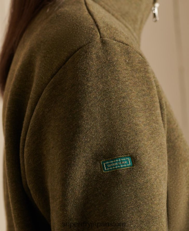 ルーズフィット ロゴ刺繍ジップ ヘンリー スウェットシャツ 女性 Superdry 衣類 カーキ 2J62PZ6038