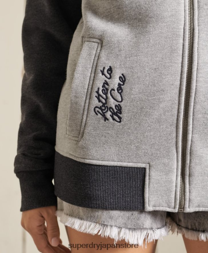 ヴィンテージ オーバーサイズ ジャージー ボンバー ジャケット 女性 Superdry 衣類 グレー 2J62PZ6039