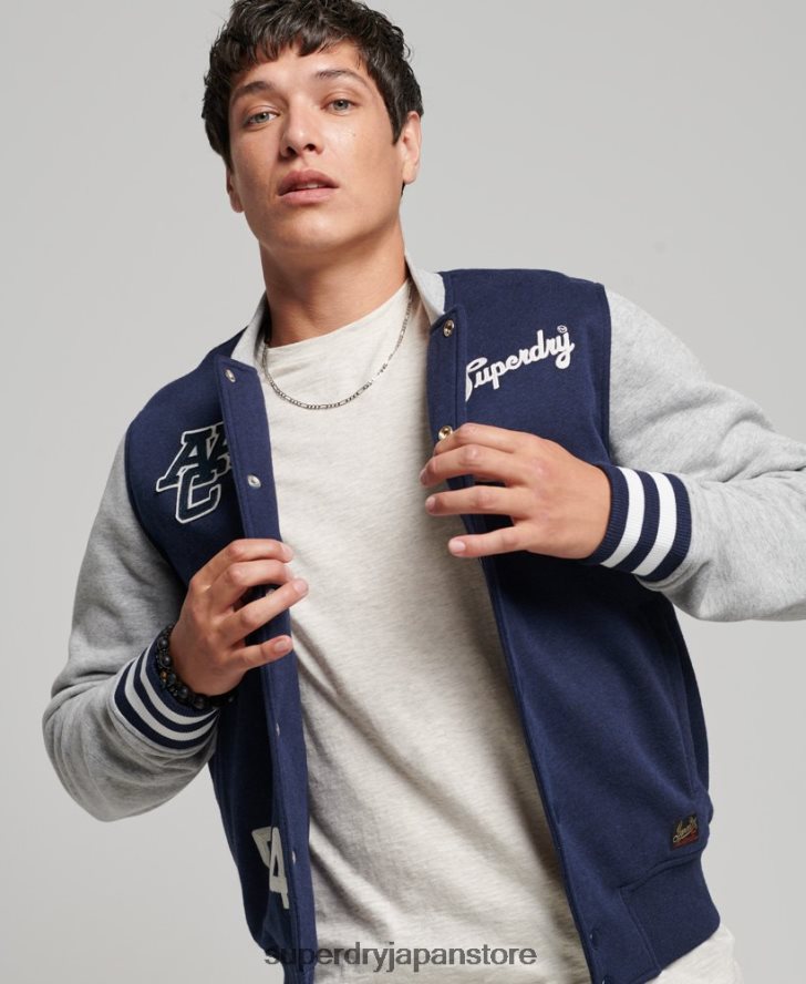 ヴィンテージ カレッジ ボンバー ジャケット 男性 Superdry 衣類 海軍 2J62PZ604