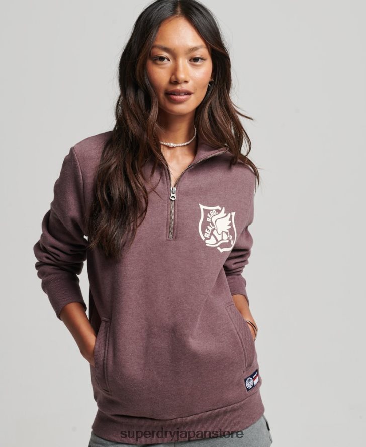 オーバーサイズの陸上競技用ハーフジップトラックトップ 女性 Superdry 衣類 赤 2J62PZ6043