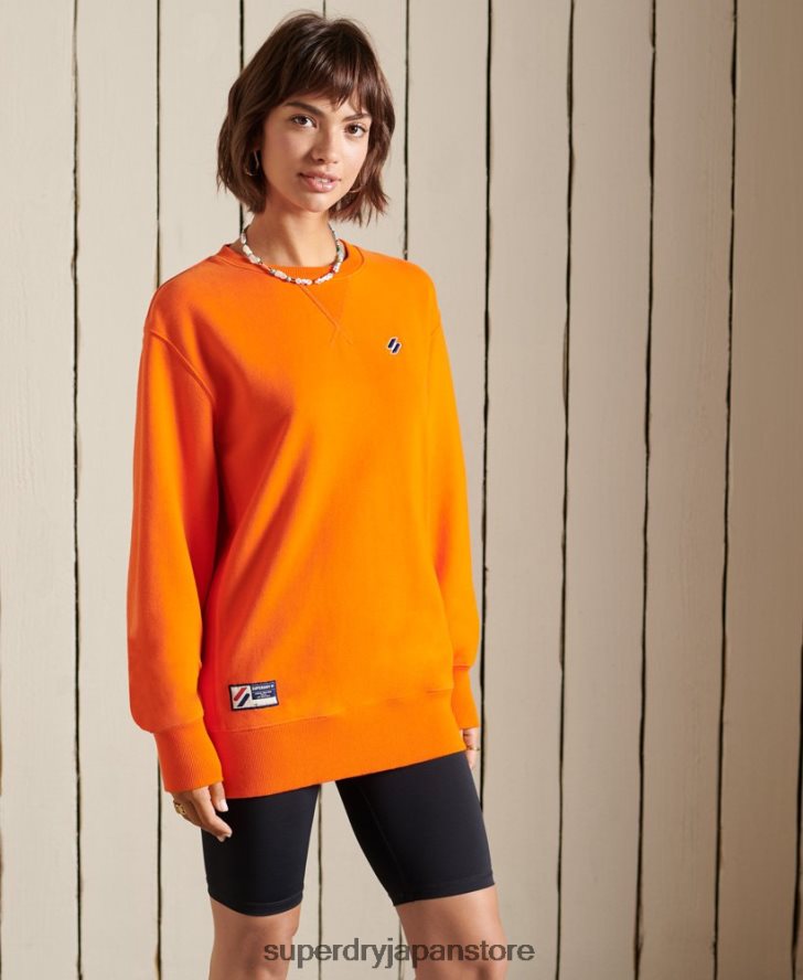 オーガニックコットン コード エッセンシャル オーバーサイズ スウェットシャツ 女性 Superdry 衣類 オレンジ 2J62PZ6044