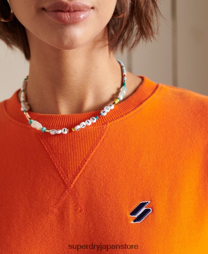 オーガニックコットン コード エッセンシャル オーバーサイズ スウェットシャツ 女性 Superdry 衣類 オレンジ 2J62PZ6044
