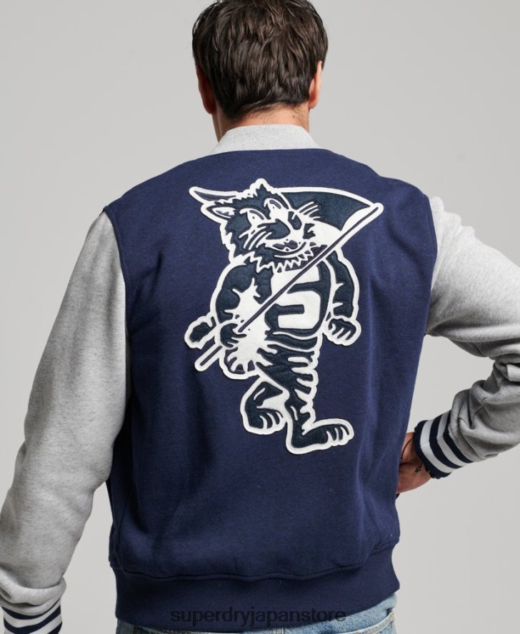 ヴィンテージ カレッジ ボンバー ジャケット 男性 Superdry 衣類 海軍 2J62PZ604