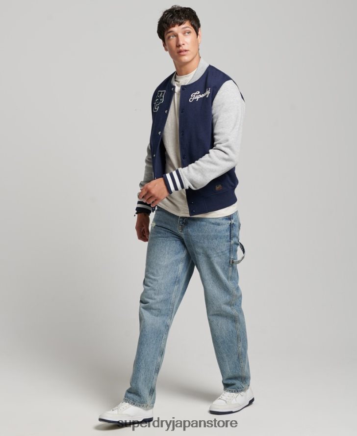 ヴィンテージ カレッジ ボンバー ジャケット 男性 Superdry 衣類 海軍 2J62PZ604