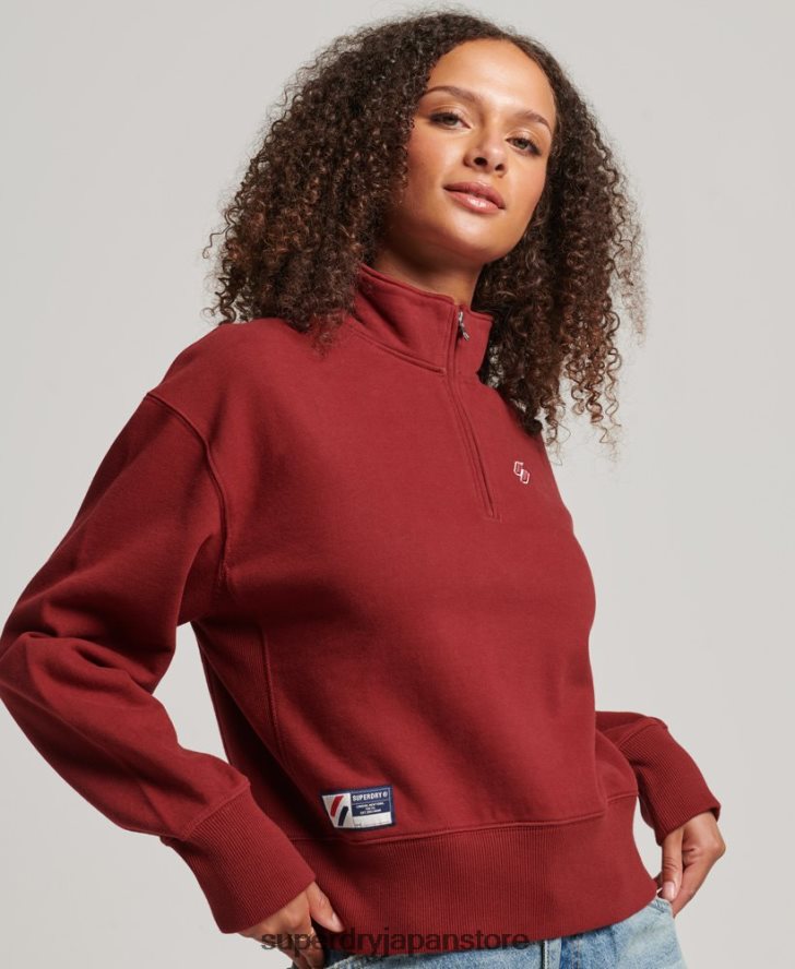 エッセンシャルロゴハーフジップスウェットシャツ 女性 Superdry 衣類 赤 2J62PZ6051