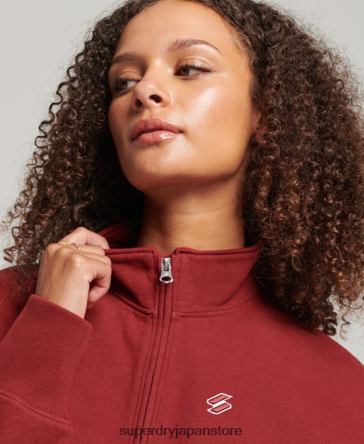 エッセンシャルロゴハーフジップスウェットシャツ 女性 Superdry 衣類 赤 2J62PZ6051