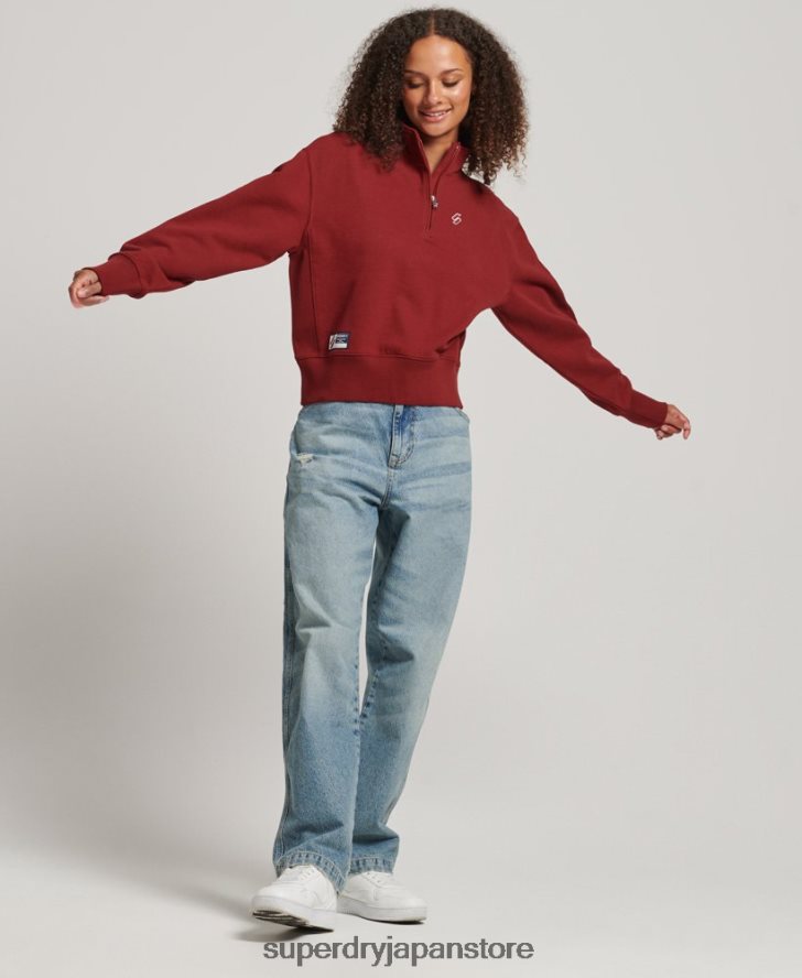 エッセンシャルロゴハーフジップスウェットシャツ 女性 Superdry 衣類 赤 2J62PZ6051
