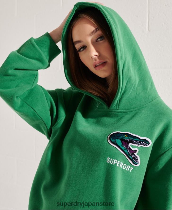 モダンフランチャイズ オーバーサイズ パーカー 女性 Superdry 衣類 緑 2J62PZ6052