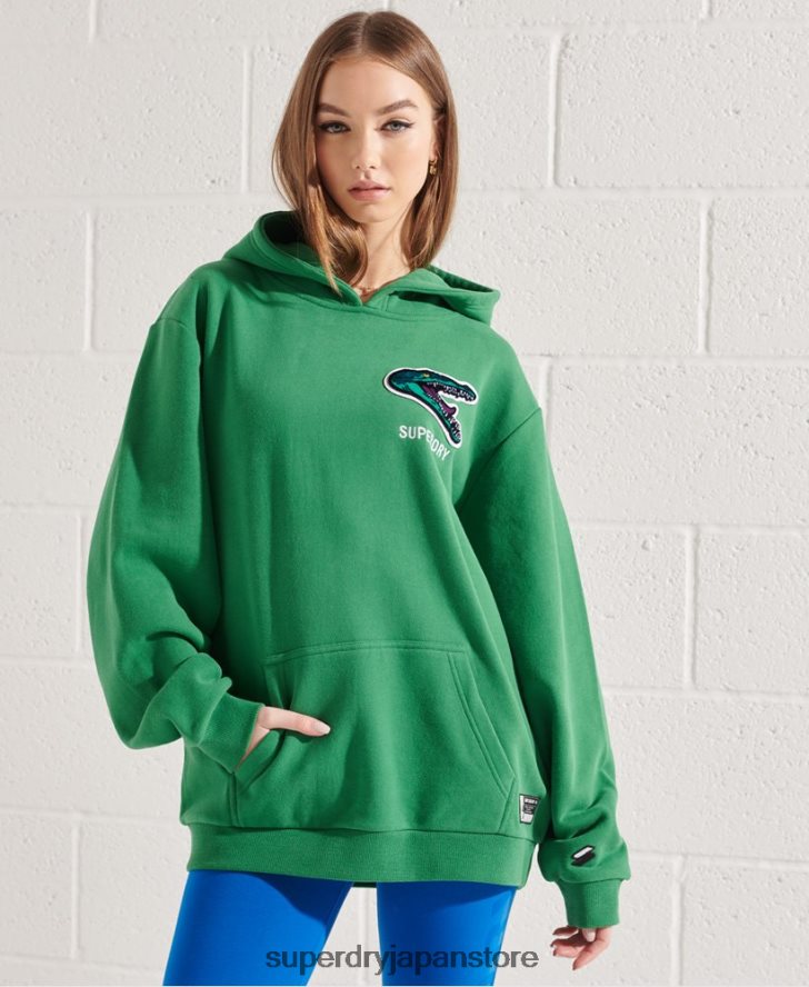 モダンフランチャイズ オーバーサイズ パーカー 女性 Superdry 衣類 緑 2J62PZ6052