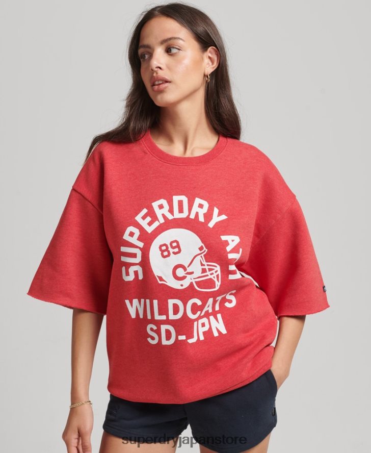 カレッジ半袖クルースウェットシャツ 女性 Superdry 衣類 赤 2J62PZ6053