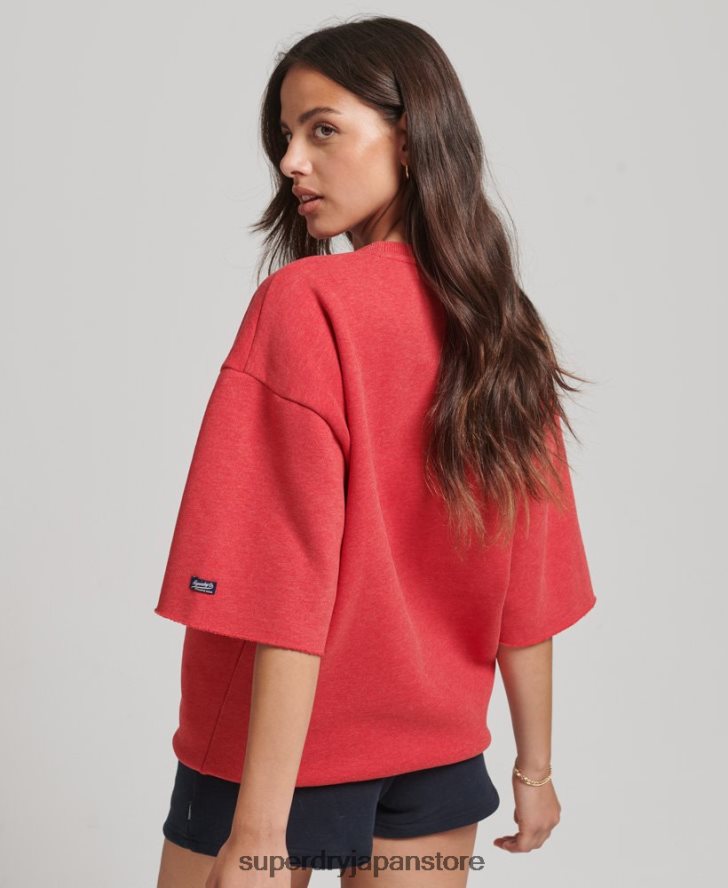 カレッジ半袖クルースウェットシャツ 女性 Superdry 衣類 赤 2J62PZ6053