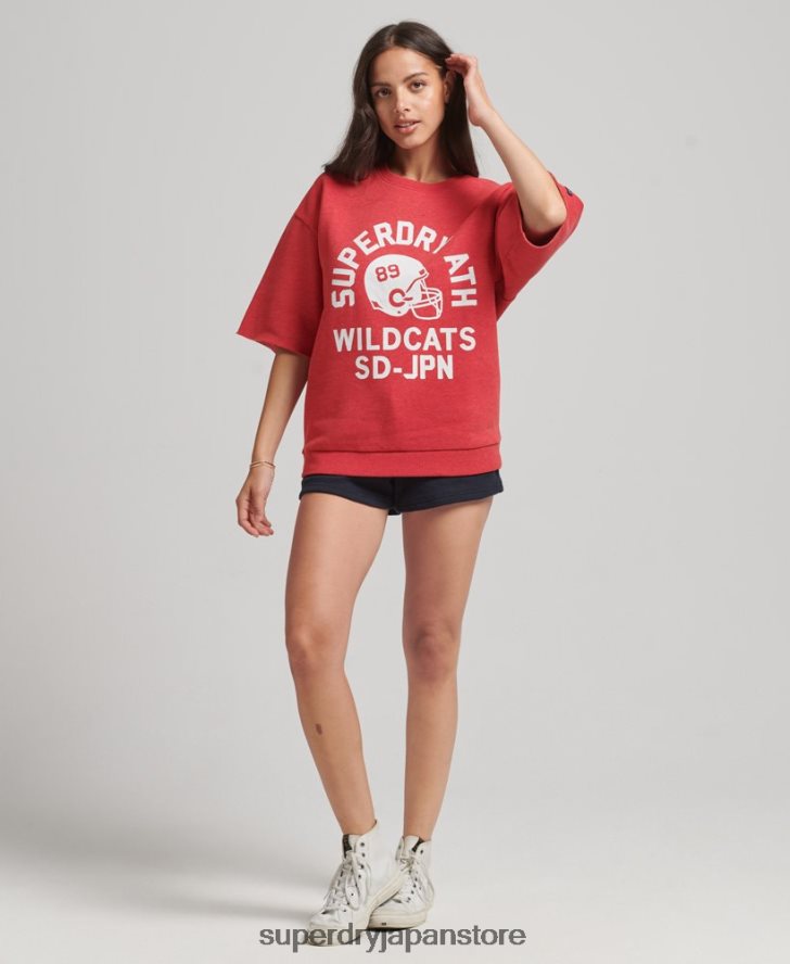 カレッジ半袖クルースウェットシャツ 女性 Superdry 衣類 赤 2J62PZ6053