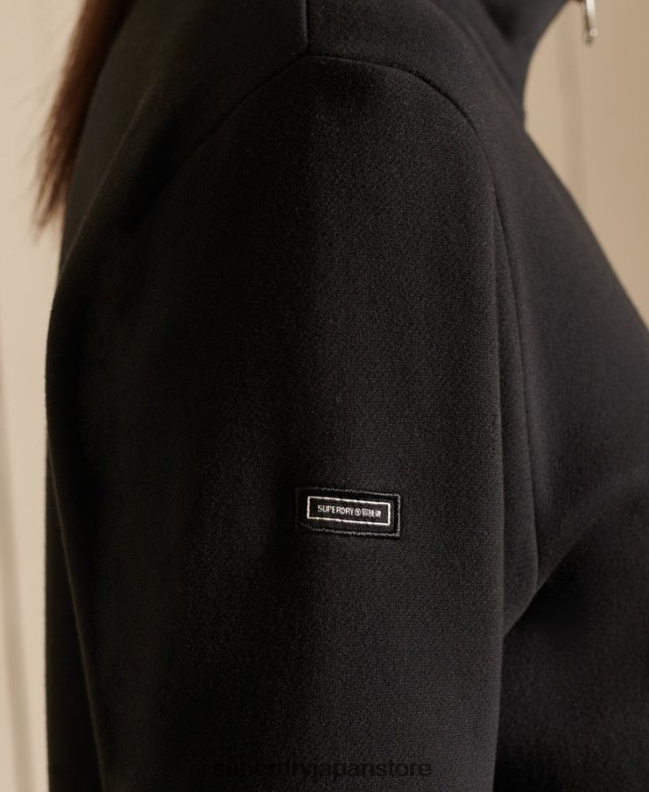 ルーズフィット ロゴ刺繍ジップ ヘンリー スウェットシャツ 女性 Superdry 衣類 黒 2J62PZ6055