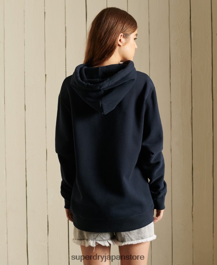 ルーズフィットのヴィンテージロゴ刺繍パーカー 女性 Superdry 衣類 海軍 2J62PZ6060