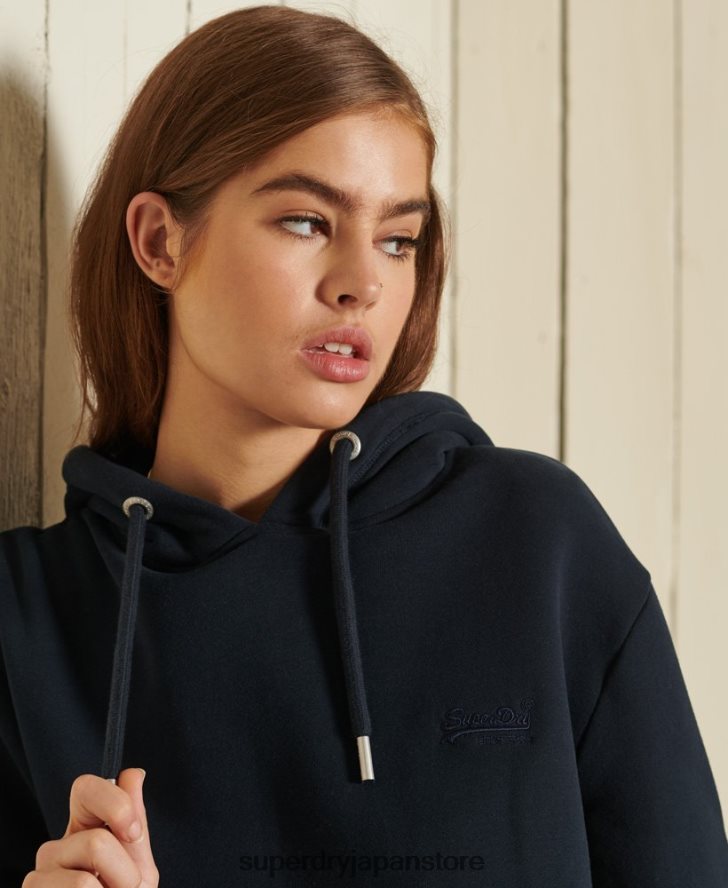ルーズフィットのヴィンテージロゴ刺繍パーカー 女性 Superdry 衣類 海軍 2J62PZ6060