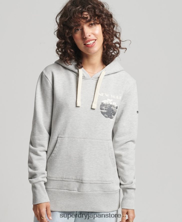 ヴィンテージクロスラインパーカー 女性 Superdry 衣類 ライトグレー 2J62PZ6063