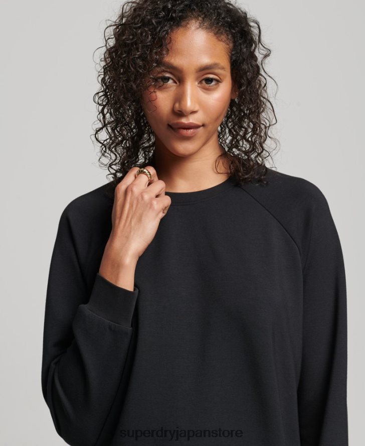 モーダルクルースウェットシャツ 女性 Superdry 衣類 黒 2J62PZ6065