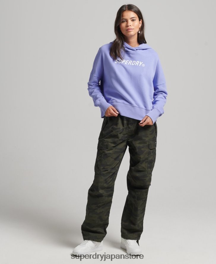 コードコアスポーツクロップボックスパーカー 女性 Superdry 衣類 紫 2J62PZ6071
