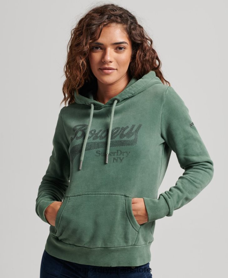 グラフィックロゴ スパークル パーカー 女性 Superdry 衣類 緑 2J62PZ6074