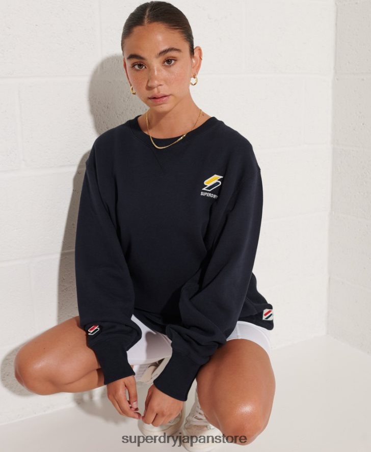 コードエッセンシャルルーズクルースウェットシャツ 女性 Superdry 衣類 海軍 2J62PZ6078