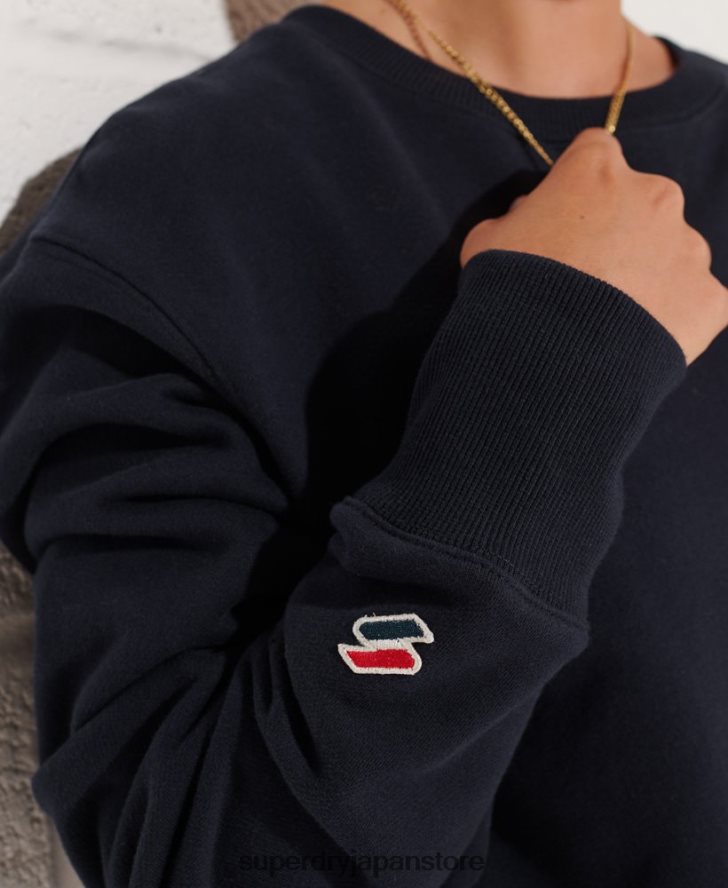 コードエッセンシャルルーズクルースウェットシャツ 女性 Superdry 衣類 海軍 2J62PZ6078