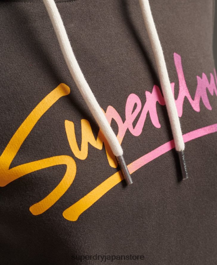 ダウンタウンのスクリプトパーカー 女性 Superdry 衣類 濃い灰色 2J62PZ6079