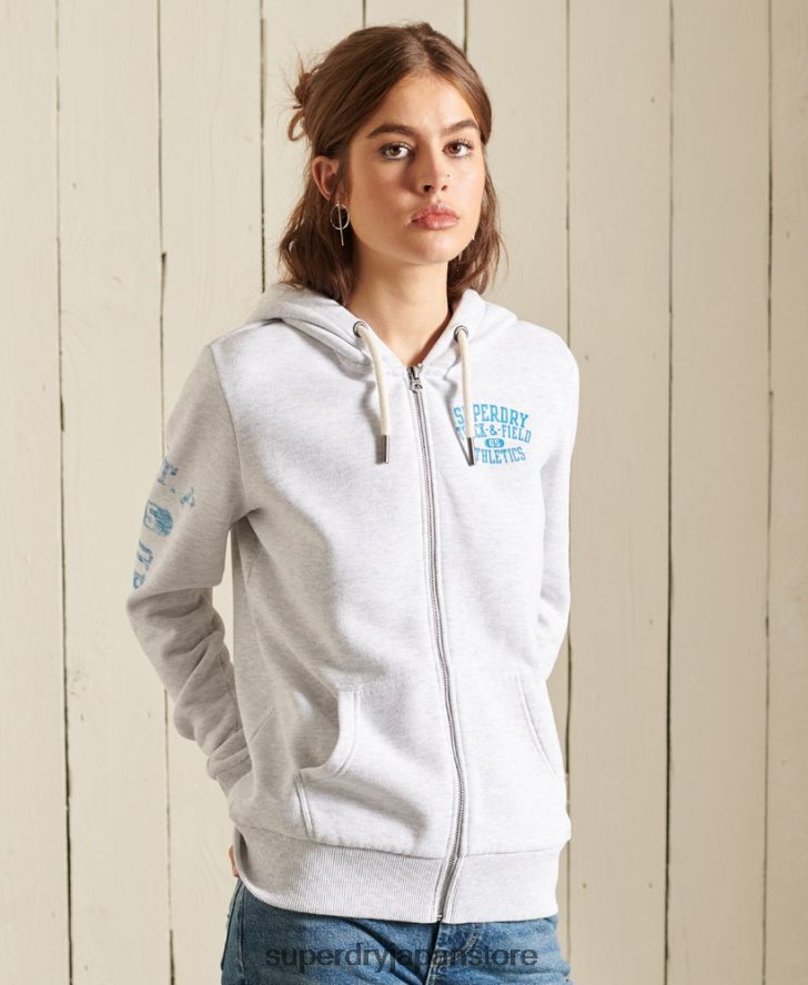 陸上競技用ジップパーカー 女性 Superdry 衣類 ライトグレー 2J62PZ6085