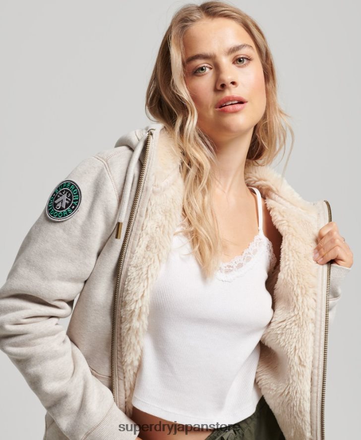 オーガニックコットン ブラックベア ボーグ ジップパーカー 女性 Superdry 衣類 ライトグレー 2J62PZ6093