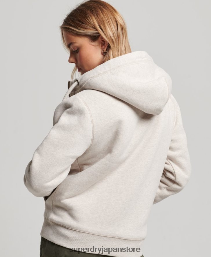 オーガニックコットン ブラックベア ボーグ ジップパーカー 女性 Superdry 衣類 ライトグレー 2J62PZ6093