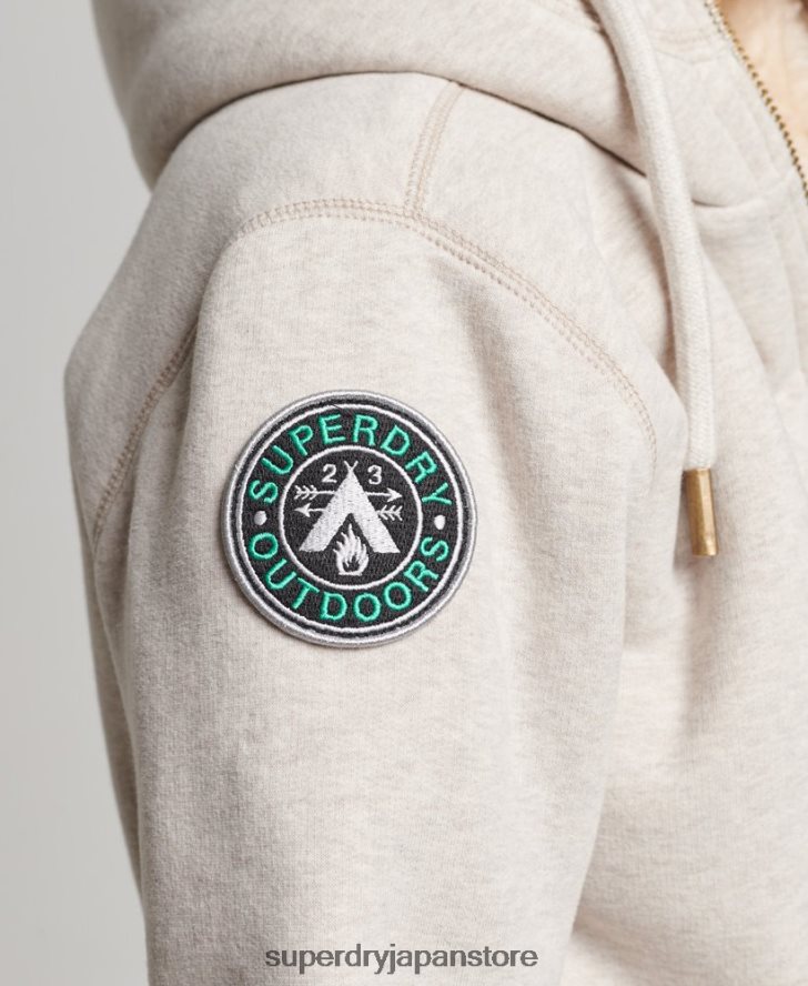オーガニックコットン ブラックベア ボーグ ジップパーカー 女性 Superdry 衣類 ライトグレー 2J62PZ6093