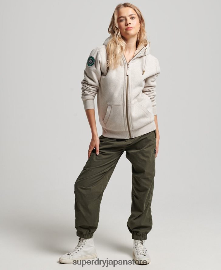 オーガニックコットン ブラックベア ボーグ ジップパーカー 女性 Superdry 衣類 ライトグレー 2J62PZ6093