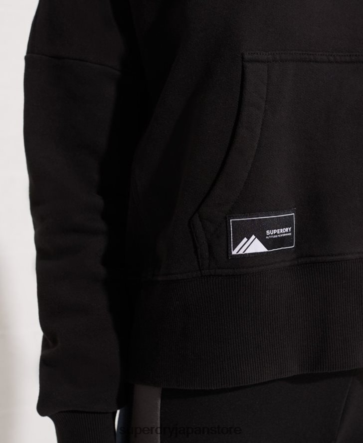 マウンテンスポーツブラッククロップパーカー 女性 Superdry 衣類 黒 2J62PZ6096
