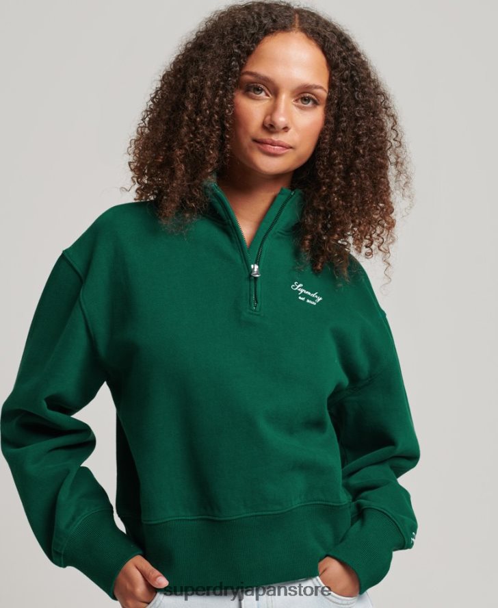 ヘリテージ エンブロイダリー ハーフジップ スウェットシャツ 女性 Superdry 衣類 緑 2J62PZ6103