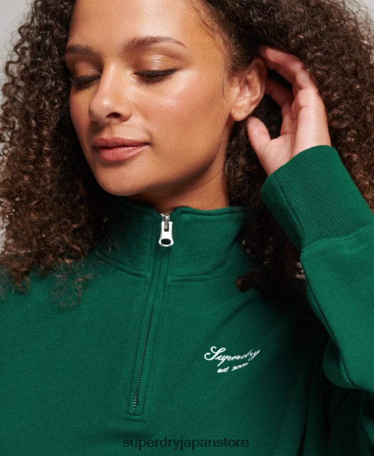 ヘリテージ エンブロイダリー ハーフジップ スウェットシャツ 女性 Superdry 衣類 緑 2J62PZ6103