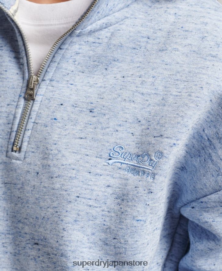 オーガニックコットン ヴィンテージロゴ ヘンリースウェットシャツ 女性 Superdry 衣類 ライトブルー 2J62PZ6105