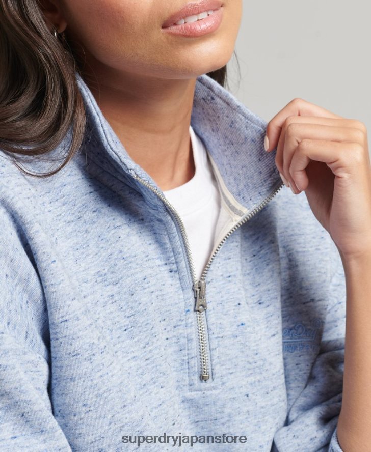 オーガニックコットン ヴィンテージロゴ ヘンリースウェットシャツ 女性 Superdry 衣類 ライトブルー 2J62PZ6105