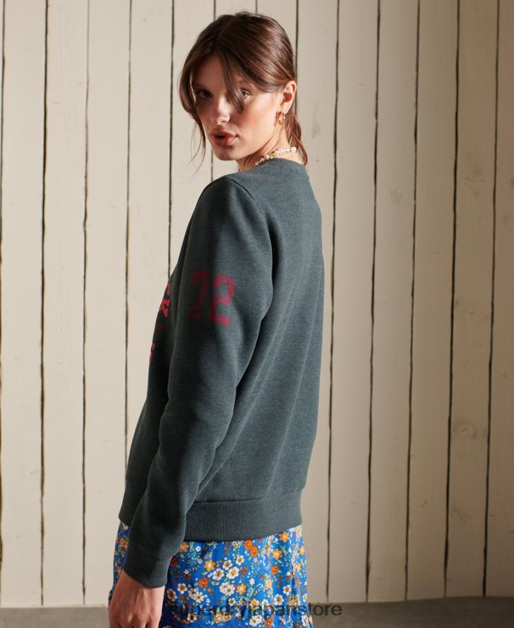 陸上競技クルースウェットシャツ 女性 Superdry 衣類 緑 2J62PZ6107