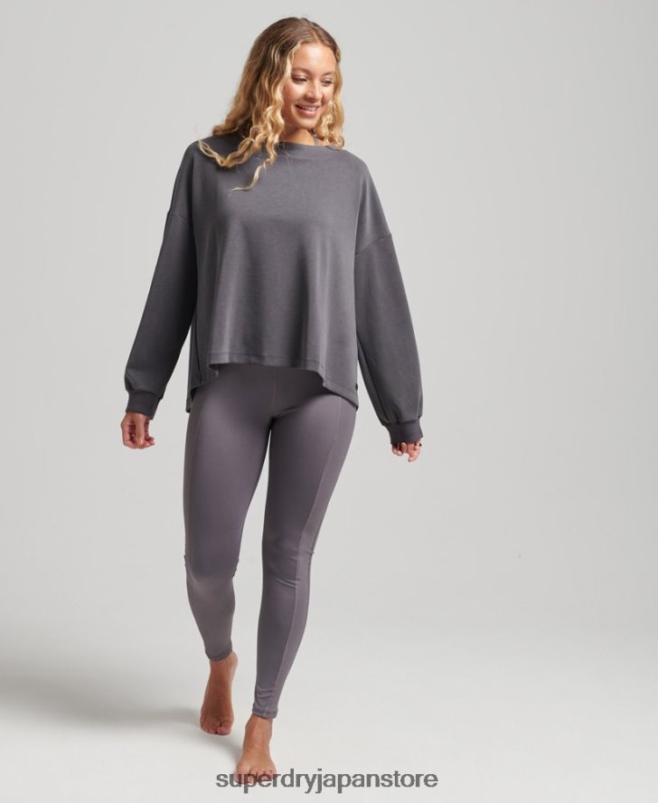 フレックスリラックスクルースウェットシャツ 女性 Superdry 衣類 濃い灰色 2J62PZ6109
