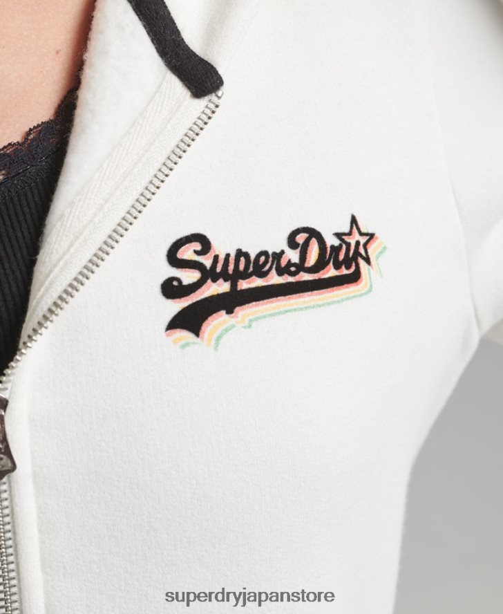 ヴィンテージロゴレインボージップパーカー 女性 Superdry 衣類 白 2J62PZ6110
