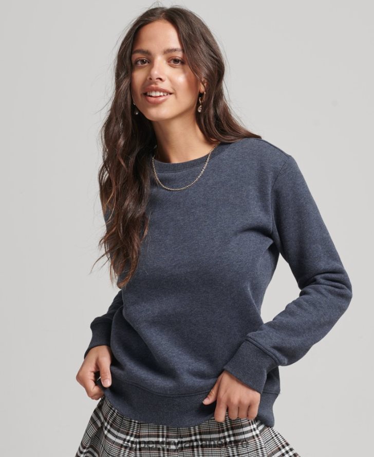 オーガニックコットン エッセンシャル ロゴ クルー スウェットシャツ 女性 Superdry 衣類 海軍 2J62PZ6114